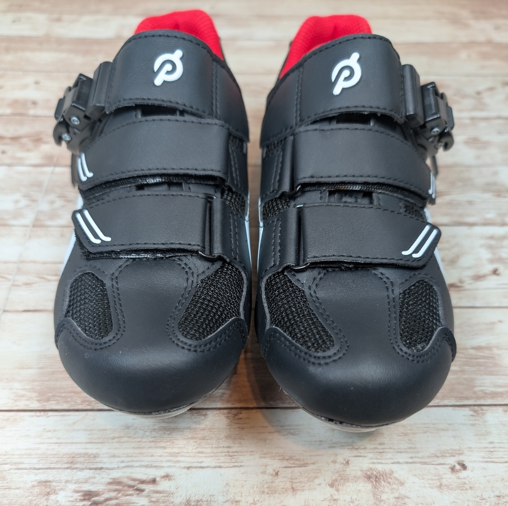 Peloton Bike & Bike Cycling Shoes Red Black White Unisex Size 38 Like New Size 8 - Picture 8 of 16
